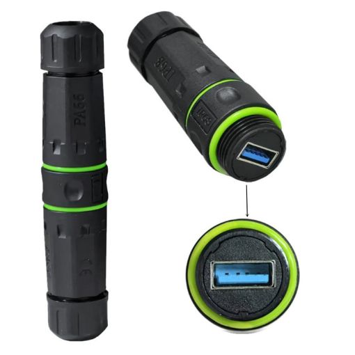 Outdoor IP68 Waterproof M20 USB 3.0 5Gbps Connector (Black) - 1