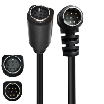 Curved Mini DIN 8 Pin TV Audio Adapter 0.5m S-Video Cable (Black) - 1