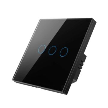 Tuya ZigBee 3 Gang Touch Wall Remote Light Switch EU Plug (Black) - 1