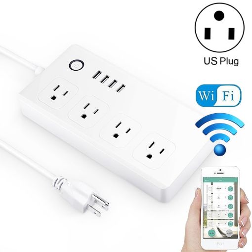 Smart Power Socket with 4 USB Ports & 4 US Plugs, Alexa & Google Home Compatible - 1