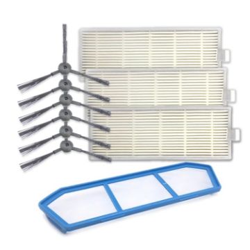 XI222 Side Brushes & Filters Set for ILIFE A4/A4S/A6, 3 Pairs/4 Filters - 1