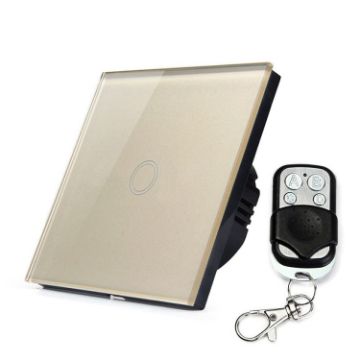 86mm Smart Home Light Touch Switch with RF433 Remote, Gold - 1