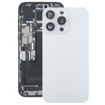 iPhone 15 Pro Glass Back Cover with Camera Lens (White) - 1