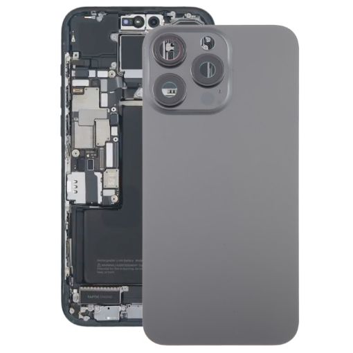 iPhone 15 Pro Glass Back Cover with Camera Lens (Black) - 1