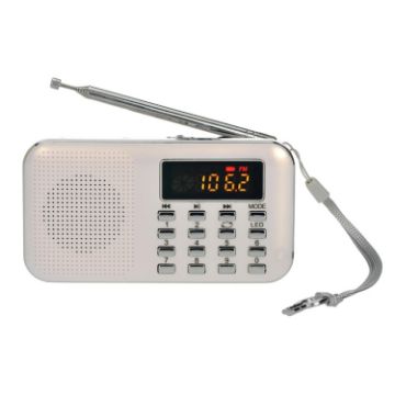 MP3 Radio Speaker Player with LED Flashlight, TF Card & USB (White) - 1