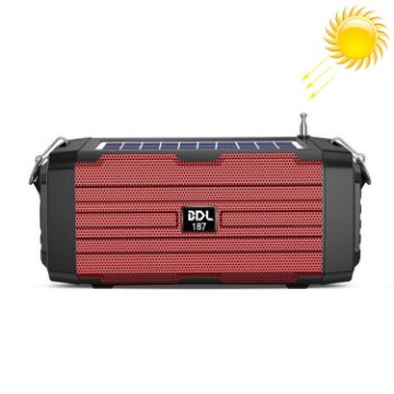 Red Solar Bluetooth Speaker with LED Light and FM Radio BDL-187 - 1