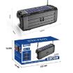 Solar Bluetooth Speaker with LED Light & FM Radio (Blue) - 3