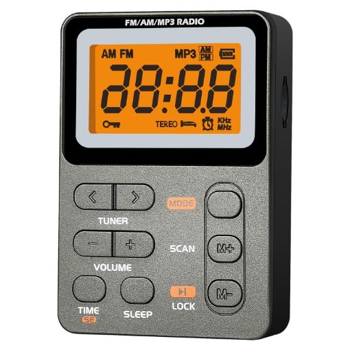 SH-01M Mini Portable Two-Channel Radio, US Version (Silver Gray) - 1