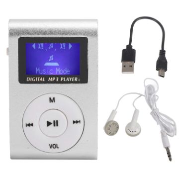 Mini Lavalier MP3 Music Player 128M+Earphone Cable, Silver Gray - 1