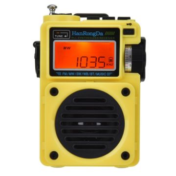 HanRongda HRD-701 Yellow Portable Radio Subwoofer Bluetooth TF Display - 1