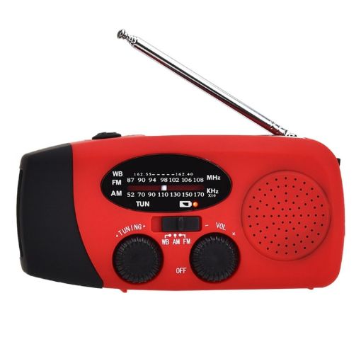 HRD-902 Red Solar Charging Emergency Radio and Mobile Light - 1