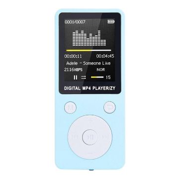 Portable Blue MP4 Music Player with FM, Recorder, TF Card Support - 1