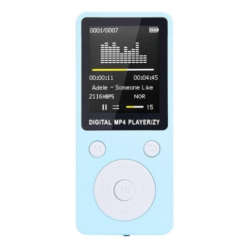 Portable Blue MP4 Music Player with FM, Recorder, TF Card Support - 1