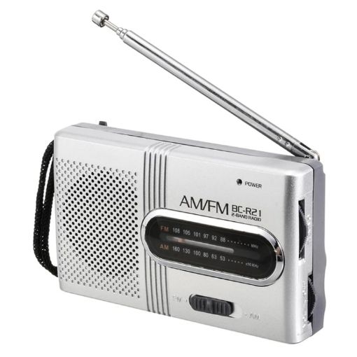 INDIN BC-R21 Portable AM/FM Radio for Morning Practice (Silver Gray) - 1