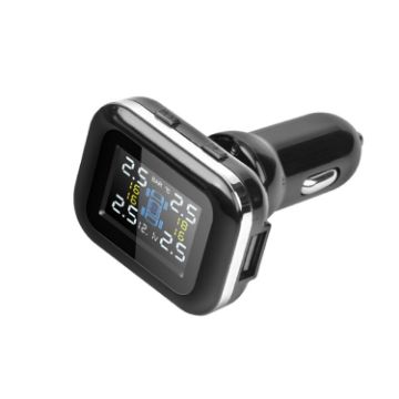 Mini TPMS Car Cigarette Lighter Wireless Tire Pressure System (Black) - 1