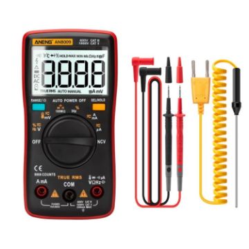 ANENG AN8009 NVC Digital Multimeter, Standard, Red Display - 1