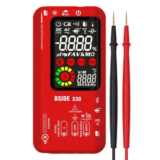 BSIDE S30 Red Smart Multimeter with Color Screen & Infrared Temp Measurement - 1