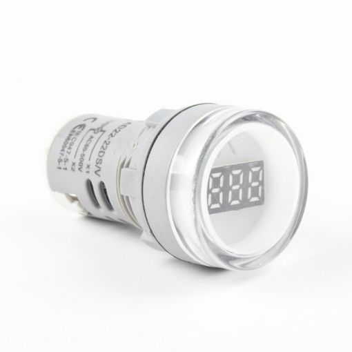 Mini Digital Display AC Voltmeter 60-500V, Open Hole 22mm White - 1