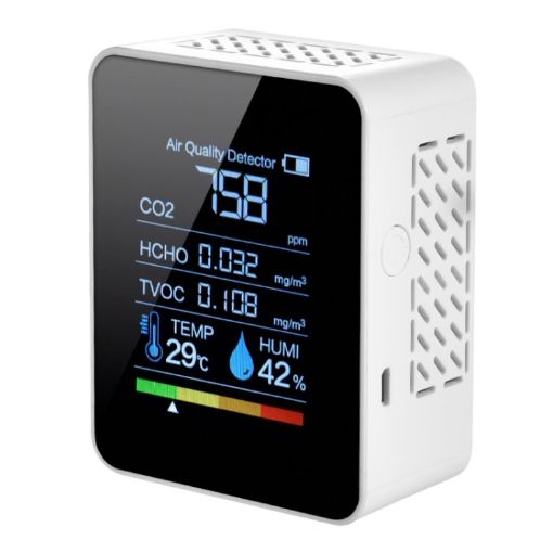Portable CO2 Detector & Hygrometer with LED Display (White) - 1