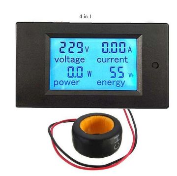 PZEM-061 4-in-1 DC Digital Display Meter, AC 80-260V, 100A Black - 1
