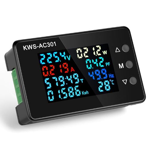 KWS-AC301-20A Digital Current Voltmeter 50-300V AC (Black) - 1