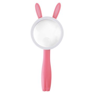 5X/10X Pink Rabbit Cartoon Animal Children's Magnifying Glass - 1