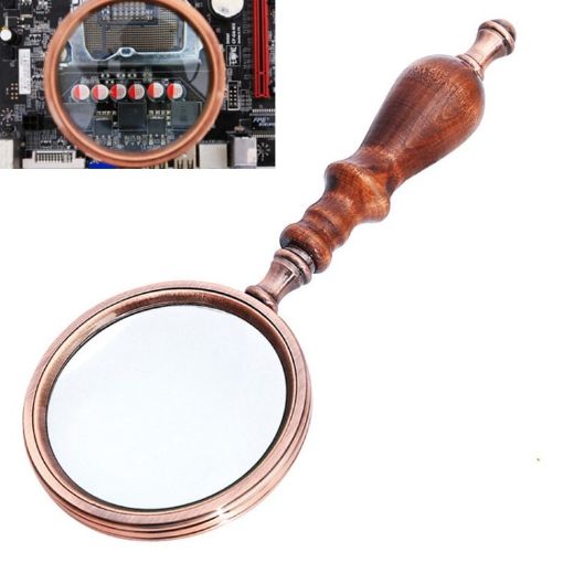 Retro 10X Handheld Reading Magnifier with Ebony Wooden Handle - 1