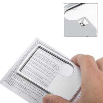 LED Illuminated 6X/3X Jewelry Magnifier Credit Card Design (Silver) - 1