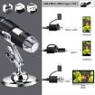 USB Digital Microscope 1600X with Sensor, 8 LED & Stand (Grey) - 5