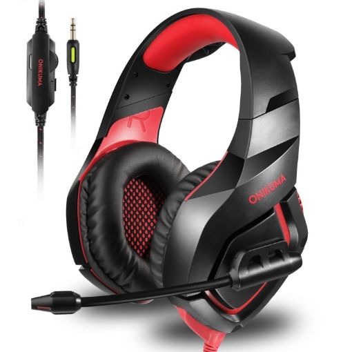 ONIKUMA K1-B Camouflage Gaming Headphone with Mic (Black Red) - 1