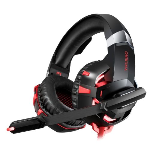 ONIKUMA K2A Gaming Headset with Mic & LED Lights (Black Red) - 1