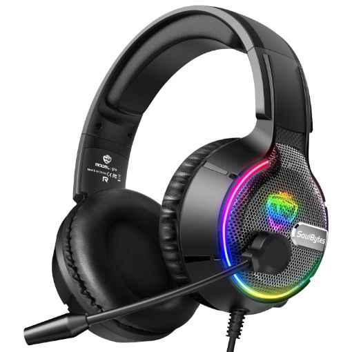 Soulbytes S19 RGB Gaming Headset with Mic, USB + 3.5mm, Black - 1