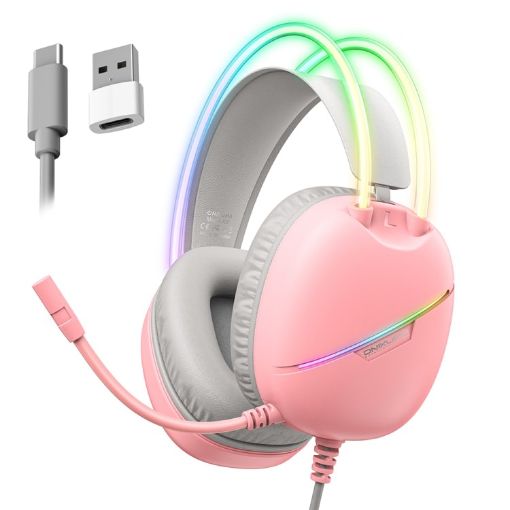 ONIKUMA X33 Pink RGB E-Sports Gaming Headset, 2m Cable - 1