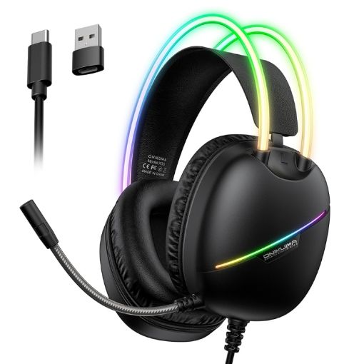 ONIKUMA X33 RGB Gaming Headset, 2m Cable, Black Head-mounted Design - 1