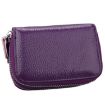 Purple Genuine Leather RFID Blocking Card Holder Wallet - 3