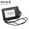 KB153 RFID Antimagnetic Leather Card Holder with Lanyard (Black) - 1