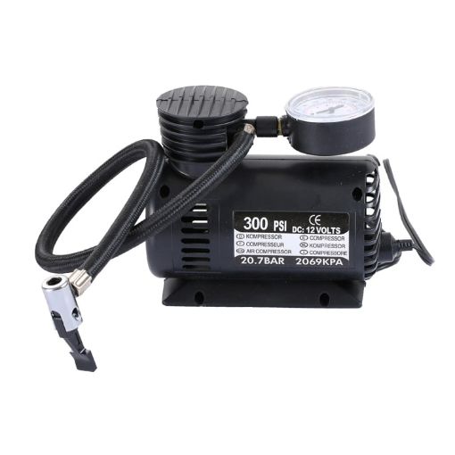Mini Portable 12V Auto Air Compressor with 3 Nozzles (300 PSI) - 1