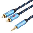 EMK 3.5mm Jack to 2 RCA Gold Audio Cable, 1.5m, Dark Blue - 2