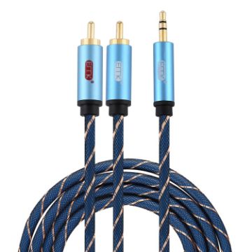 EMK 3.5mm to 2 RCA Gold Plated Audio Cable, 2m, Dark Blue - 1