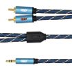 EMK 3.5mm to 2 RCA Gold Plated Audio Cable, 2m, Dark Blue - 3