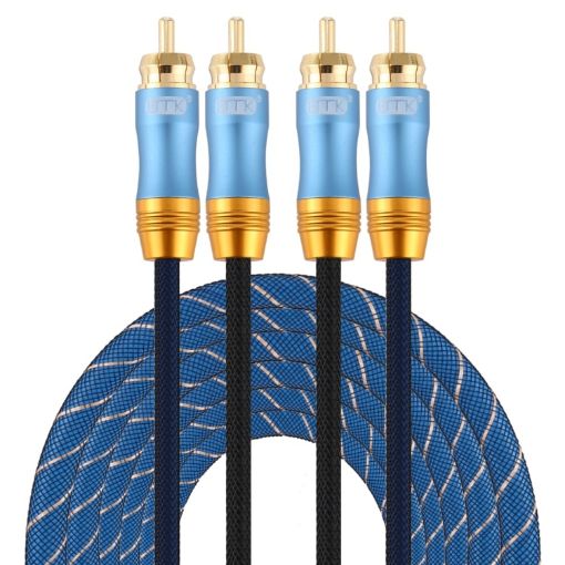 EMK 5m RCA Male to Male Gold Plated Audio Cable (Dark Blue) - 1