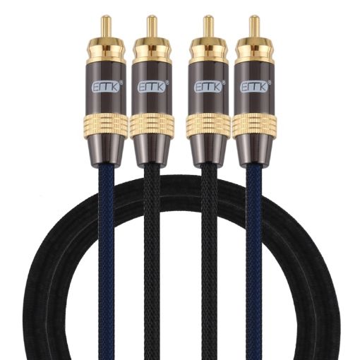EMK 2x RCA Male to Male Gold Coaxial Audio Cable 1m (Black) - 1