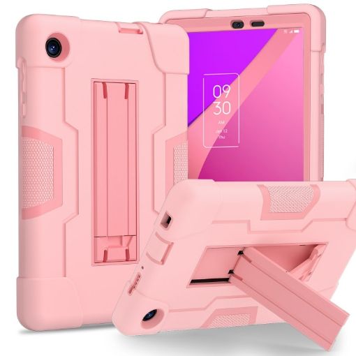 TCL Tab 8 LE/WiFi Silicone Hybrid PC Case with Holder (Rose Gold) - 1