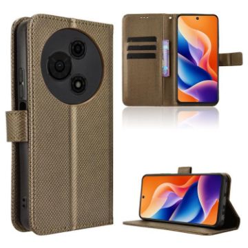 TCL 605/60 SE Brown Diamond Texture Leather Phone Case - 1