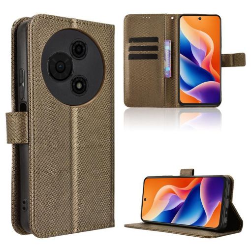 TCL 605/60 SE Brown Diamond Texture Leather Phone Case - 1