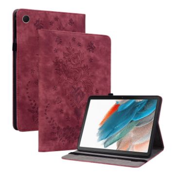 Samsung Galaxy Tab A8 2021 Butterfly Rose Leather Case (Red) - 1