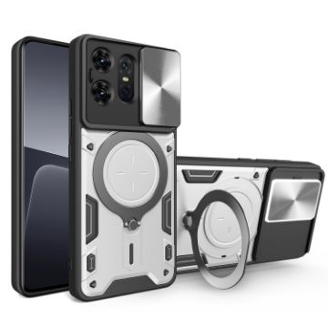 Motorola Edge 50 Pro Silver Magnetic Holder Camshield Case - 1