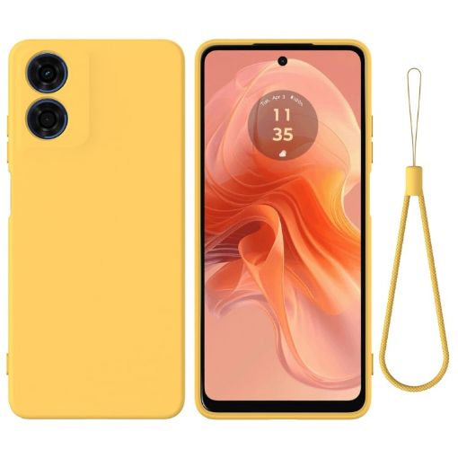Motorola Moto E14 Yellow Liquid Silicone Dropproof Phone Case - 1