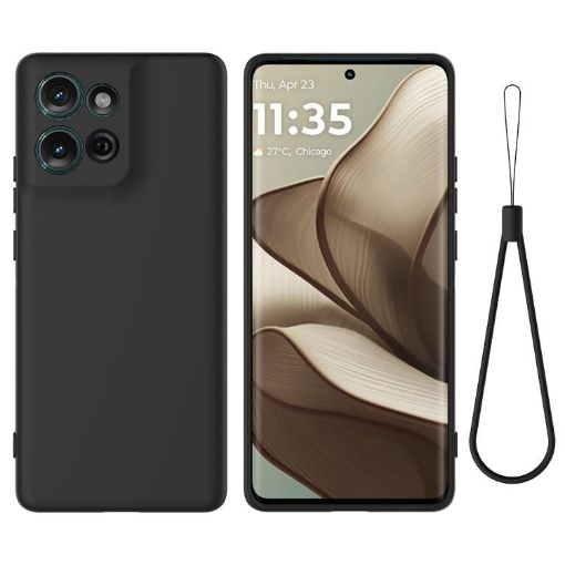 Moto G 2025 Black Liquid Silicone Dropproof Phone Case - 1