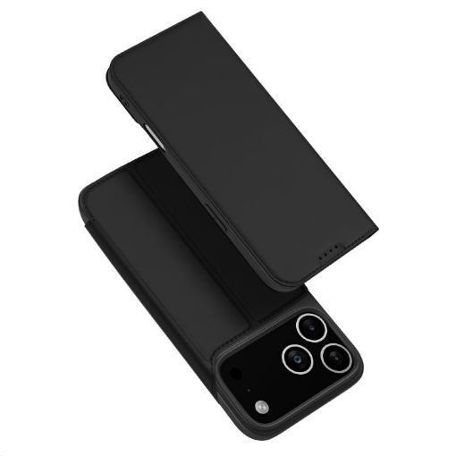 iPhone 17 Pro Max Flip Leather Case - DUX DUCIS Skin Pro (Black) - 1